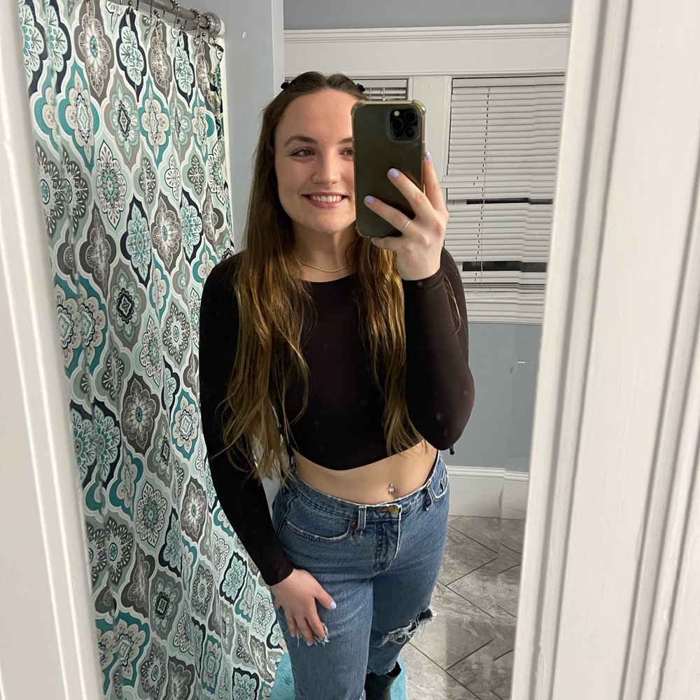 Nasty Gal Black Long Sleeve Crop Top